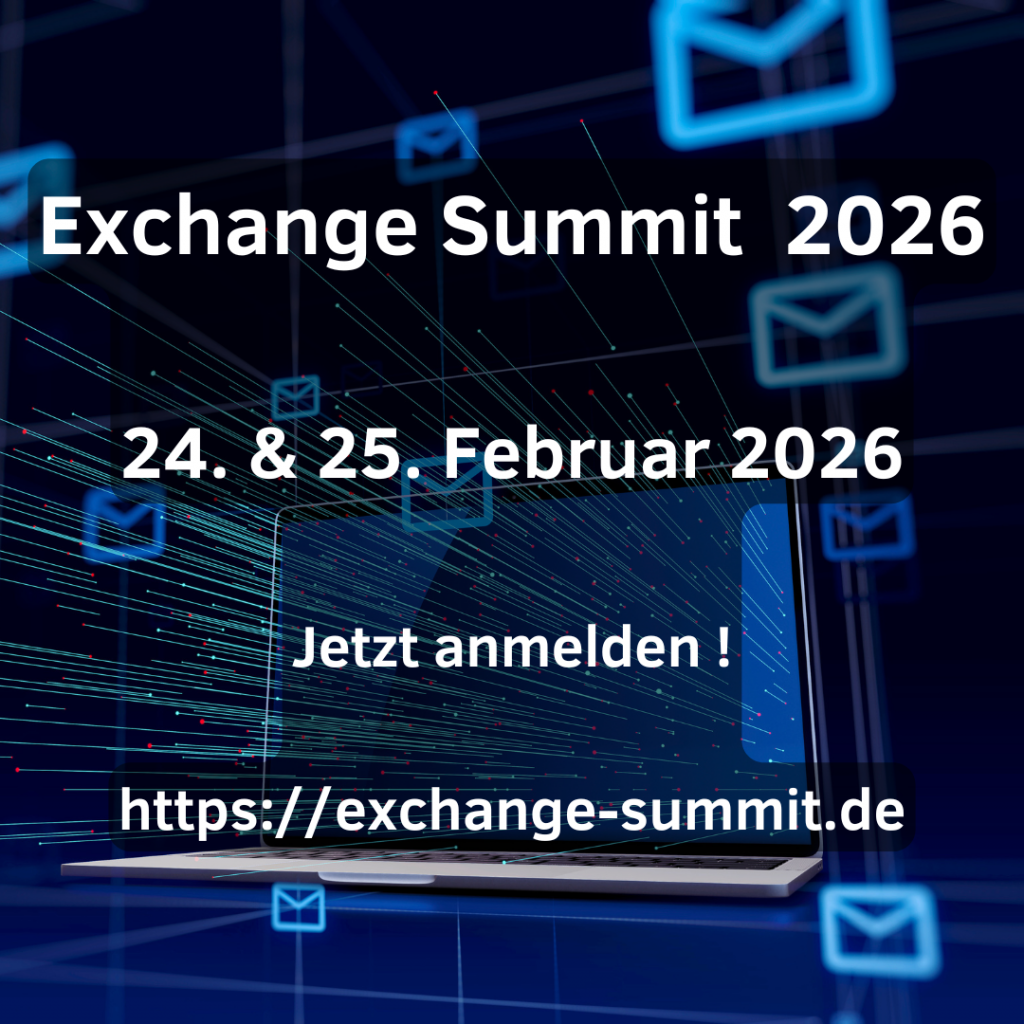 Banner des "Exchange Summit 2026". Termin 24./25. Februar 2026 mit Link zur Anmeldung auf exchange-summit.de